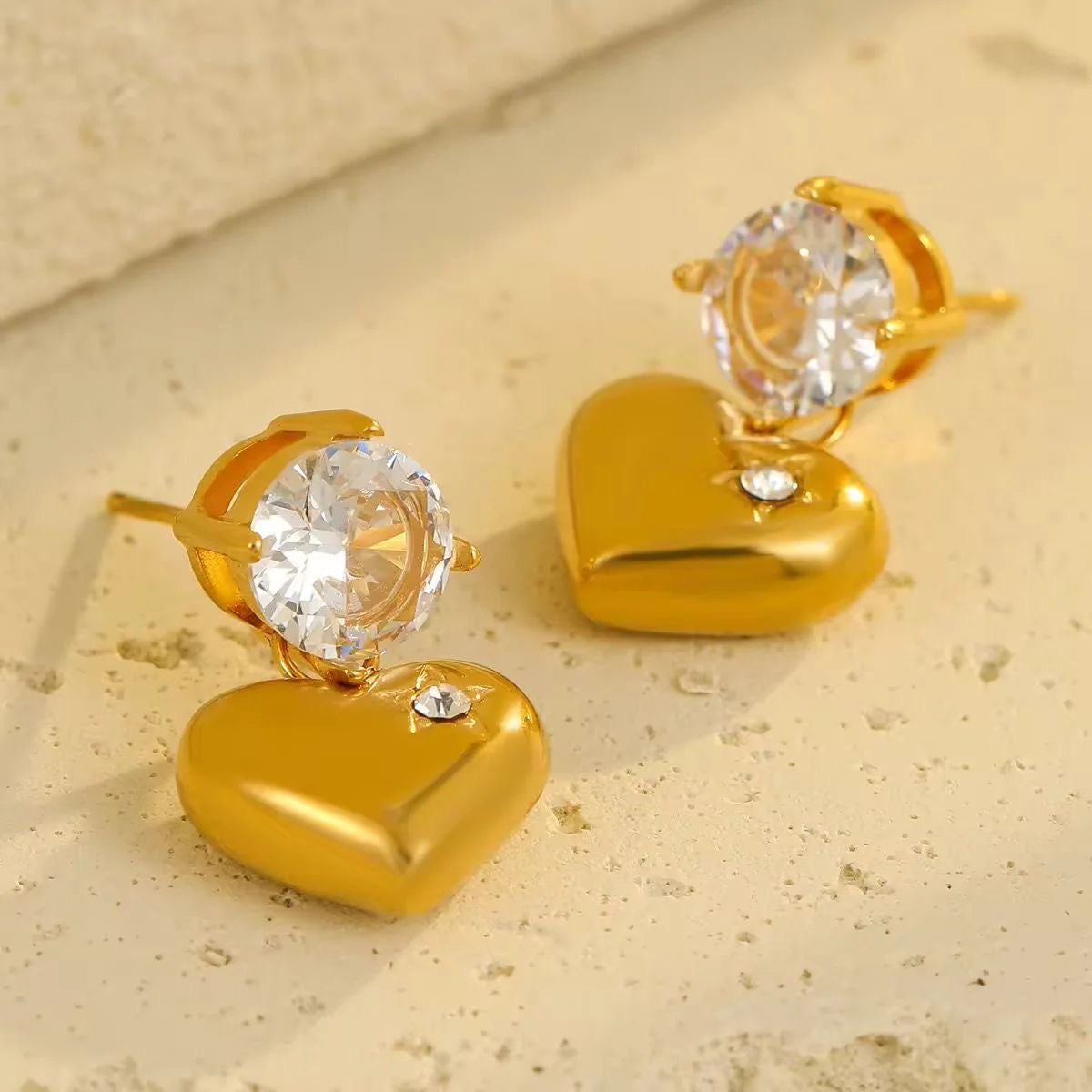 White Heart Earrings