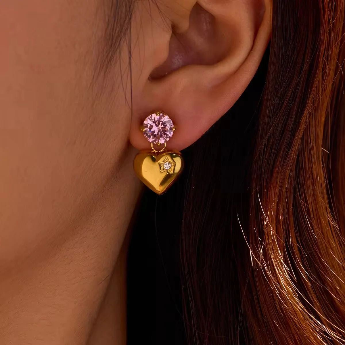 Pink Heart Earrings