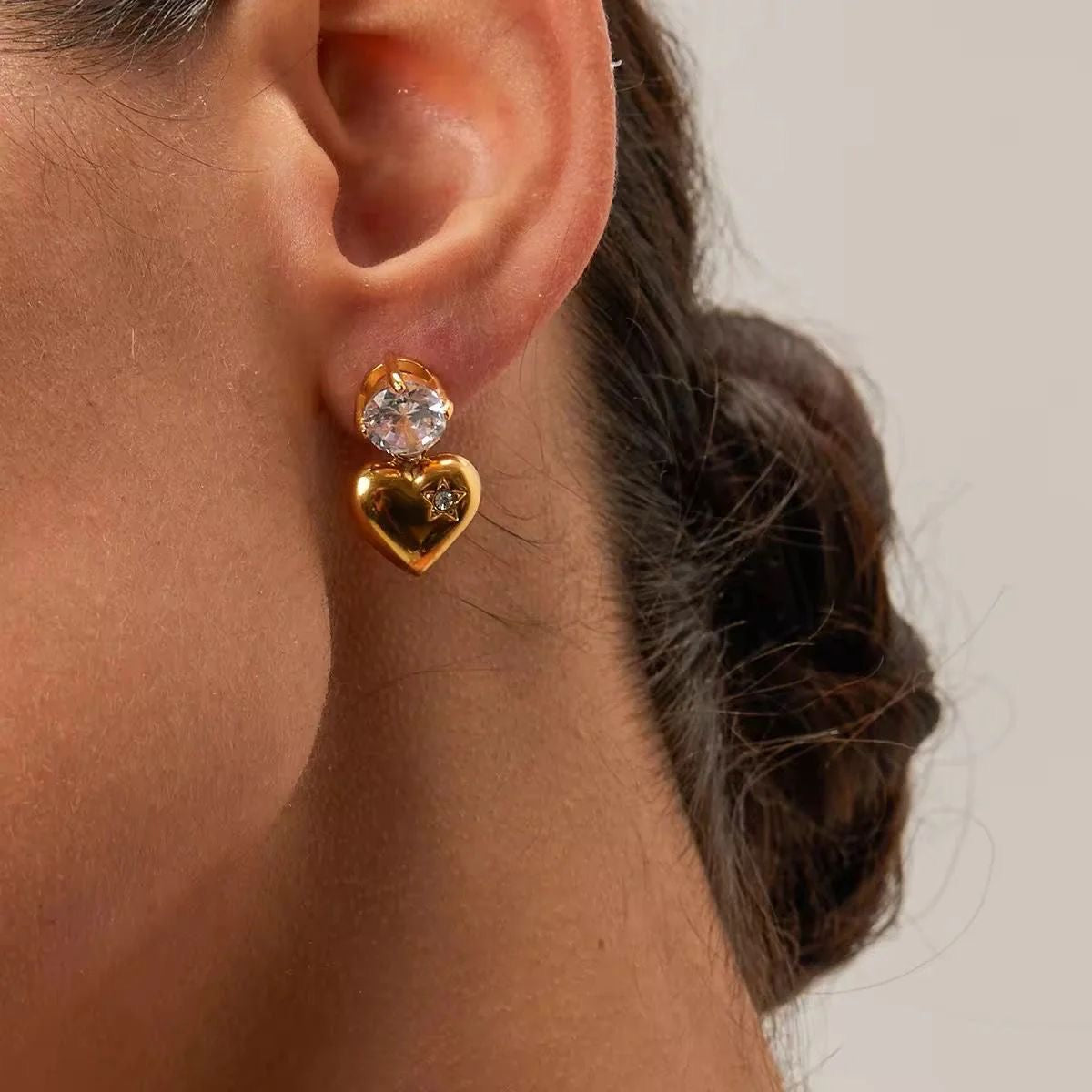 White Heart Earrings