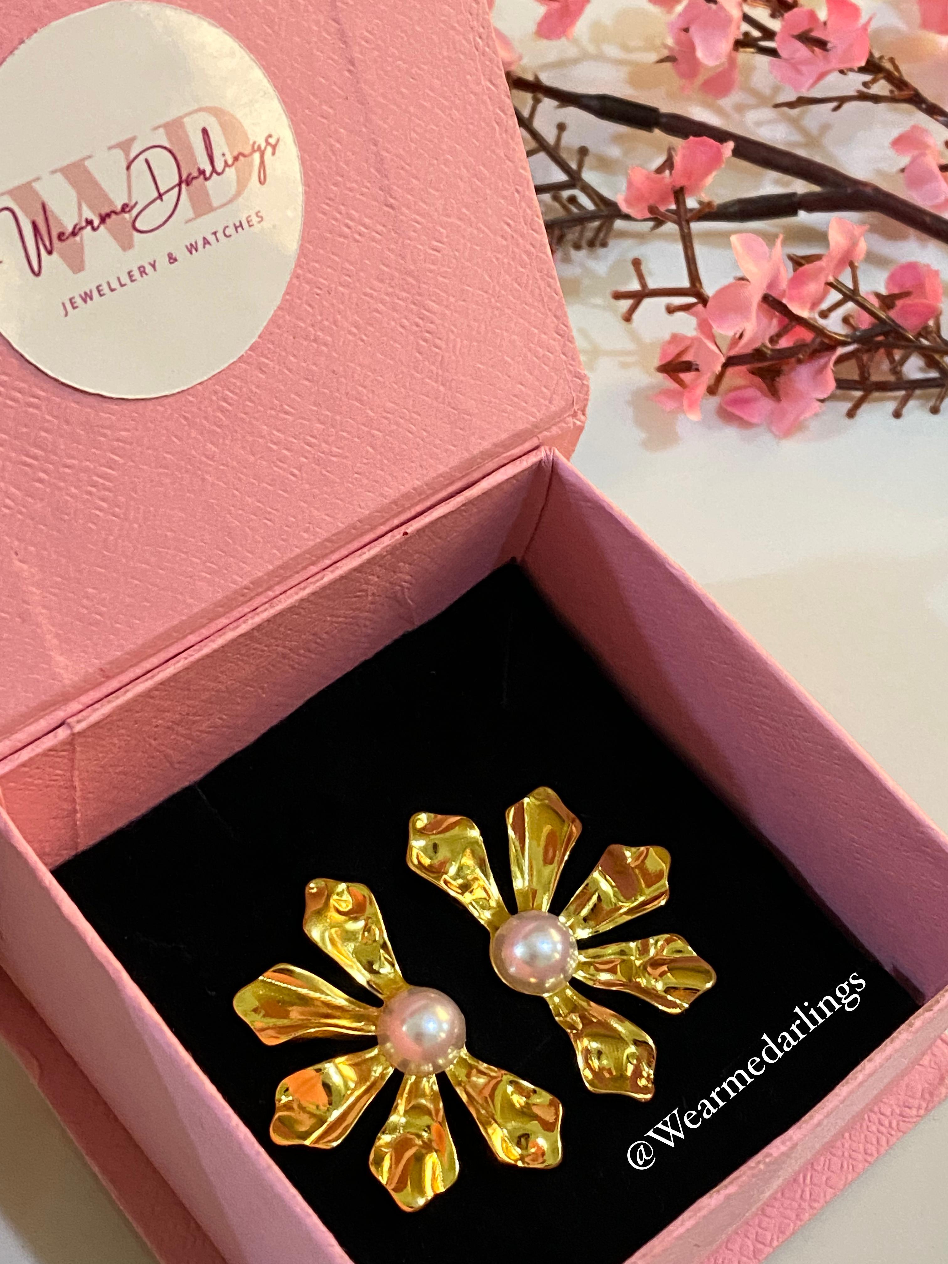 Golden Flower Earings